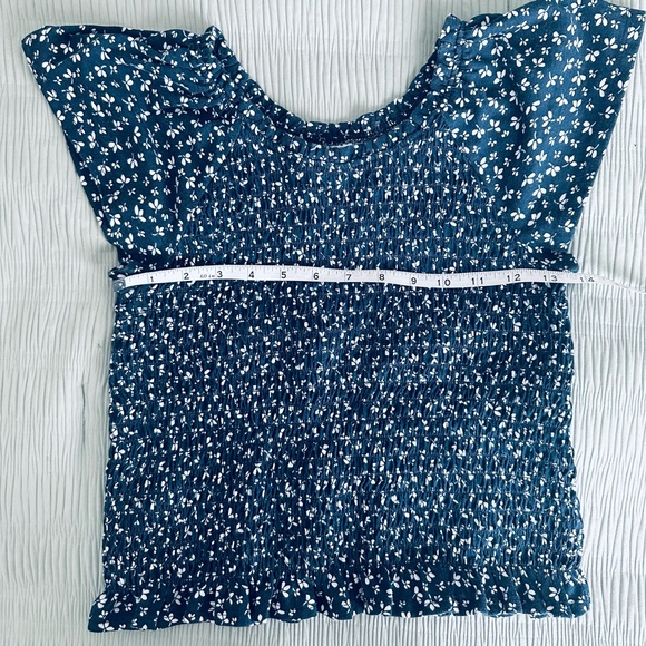 Wonder Nation Cropped Navy and White Floral Top / 10-12 Plus (Girls) - Picture 4 of 7
